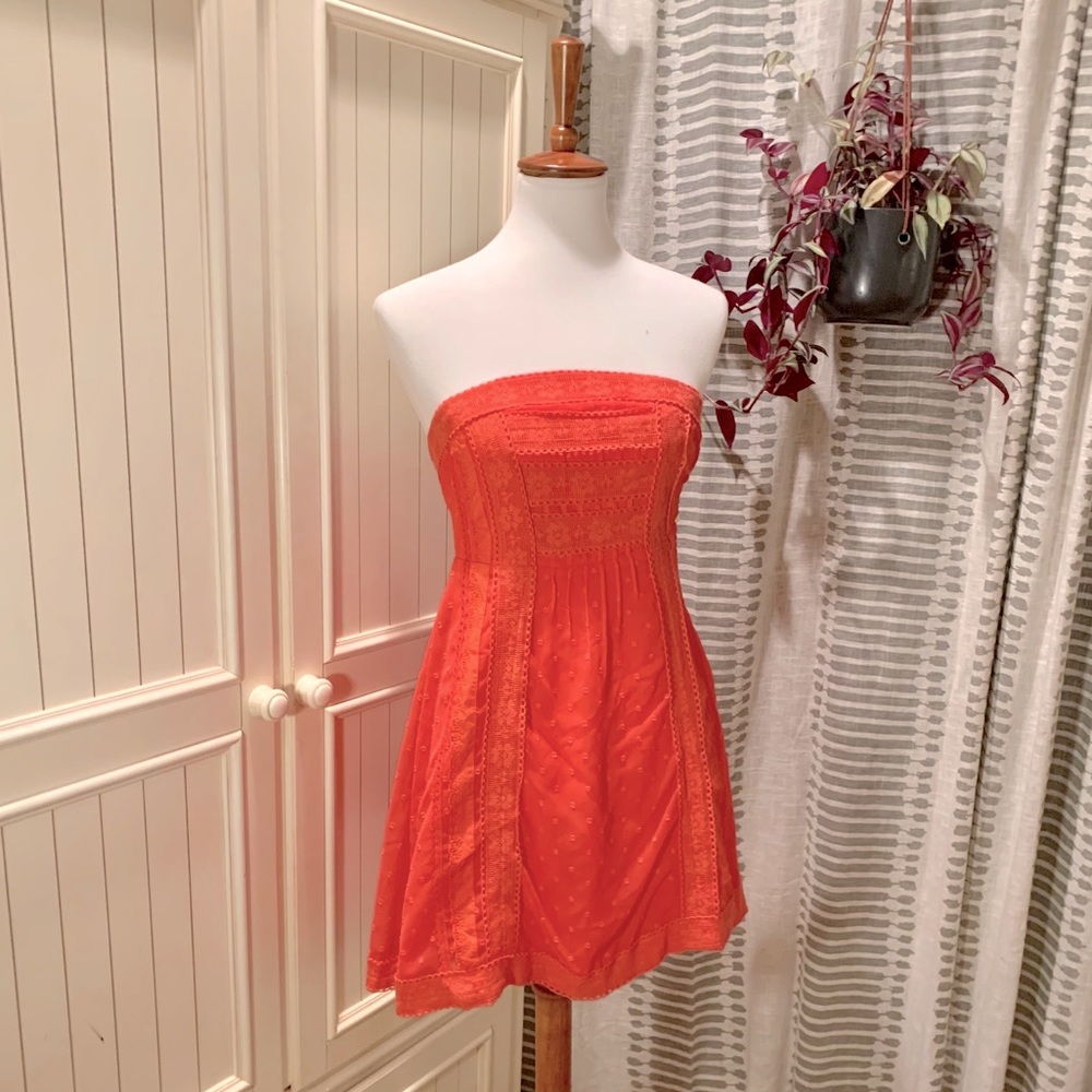 UO Kimchi Blue Strapless Coral Dress